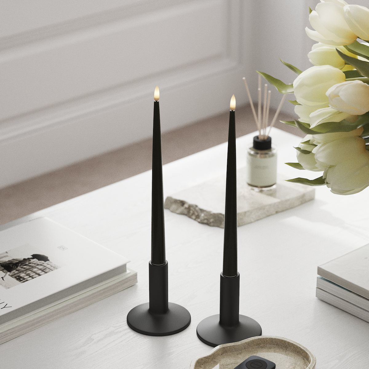 Deluxe Homeart LED Ljus Med Lack med Lack, 2 st 28 cm Mörkgrön LED Ljus Med Lack 1