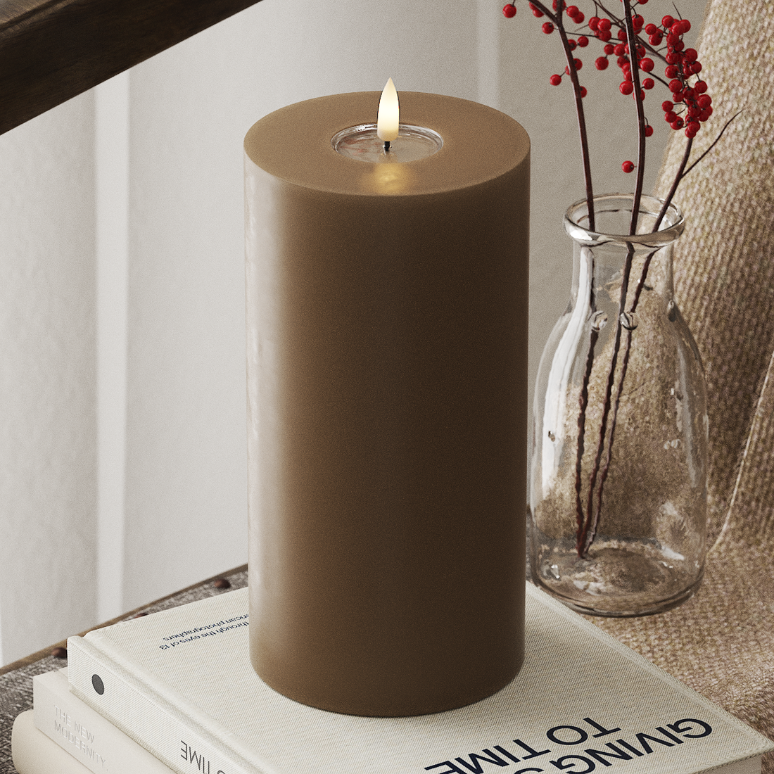 Deluxe Homeart LED Bougie pilier Ø10x20 cm Caramel LED Bougie pilier 4