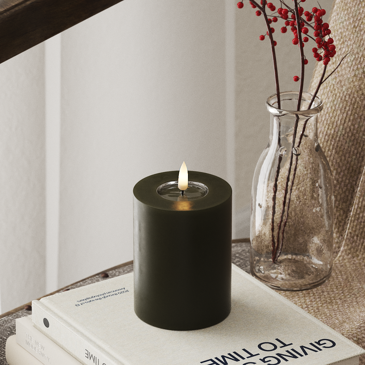 Deluxe Homeart LED Blockljus Ø 7,5 x 10 cm Mörkgrön LED Blockljus 4