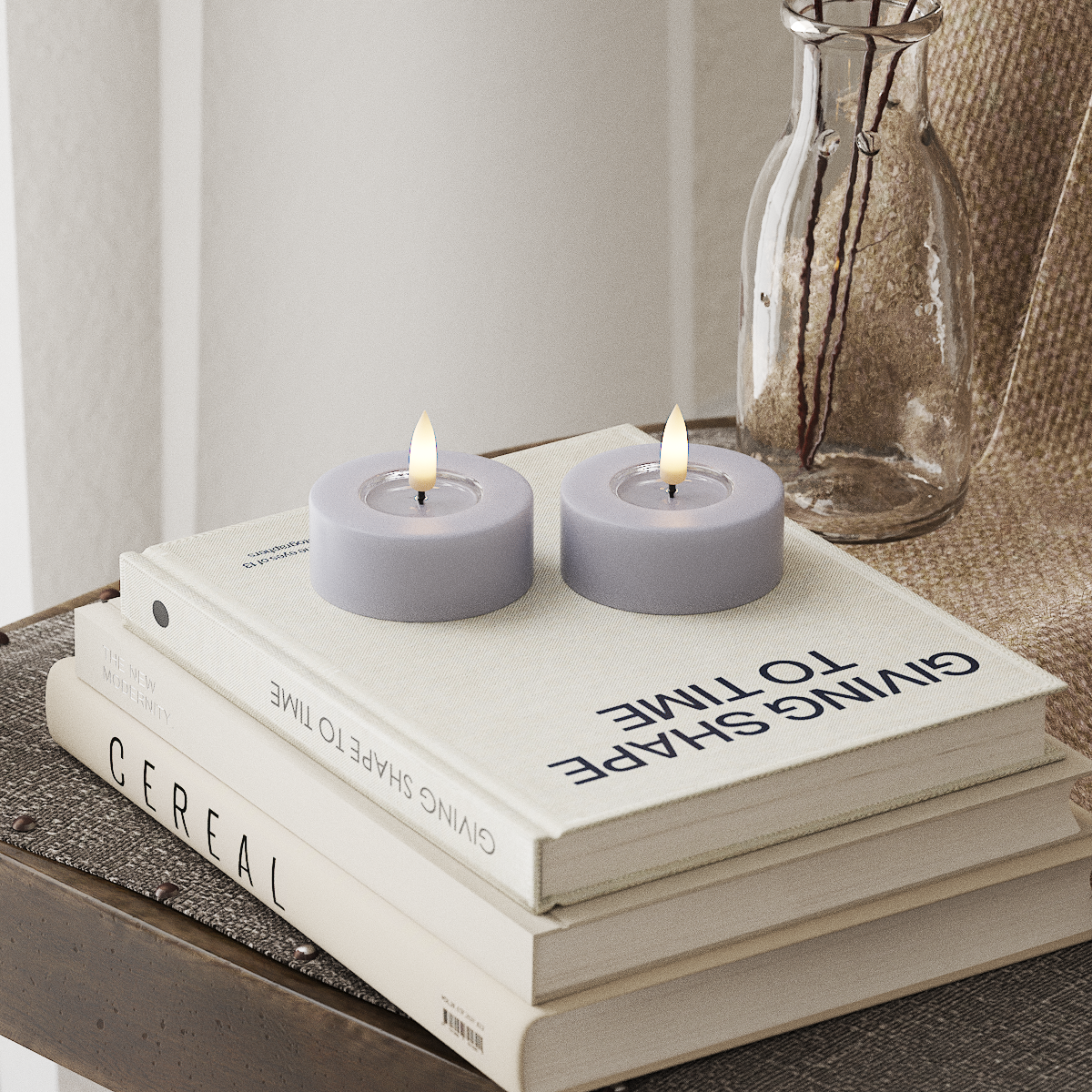 Deluxe Homeart LED Géant Bougie chauffe-plat 2 pièces Grand Bleu poussiéreux LED géant Bougie chauffe-plat 4