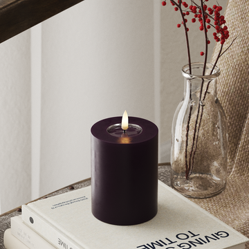 Deluxe Homeart LED Bougie pilier Ø7,5x10 cm Violet foncé LED Bougie pilier 4