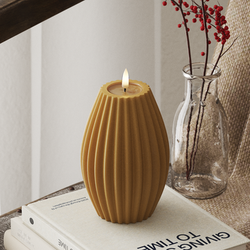 Deluxe Homeart LED Bougie rainurée P 10 x H 15 cm Curry LED Bougie rainurée 4