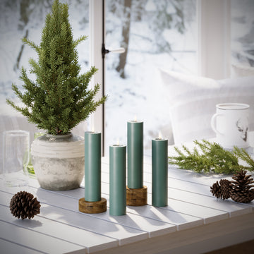 LED Bougie pilier Ø 5 x 20 cm Vert jade - 4 PCS