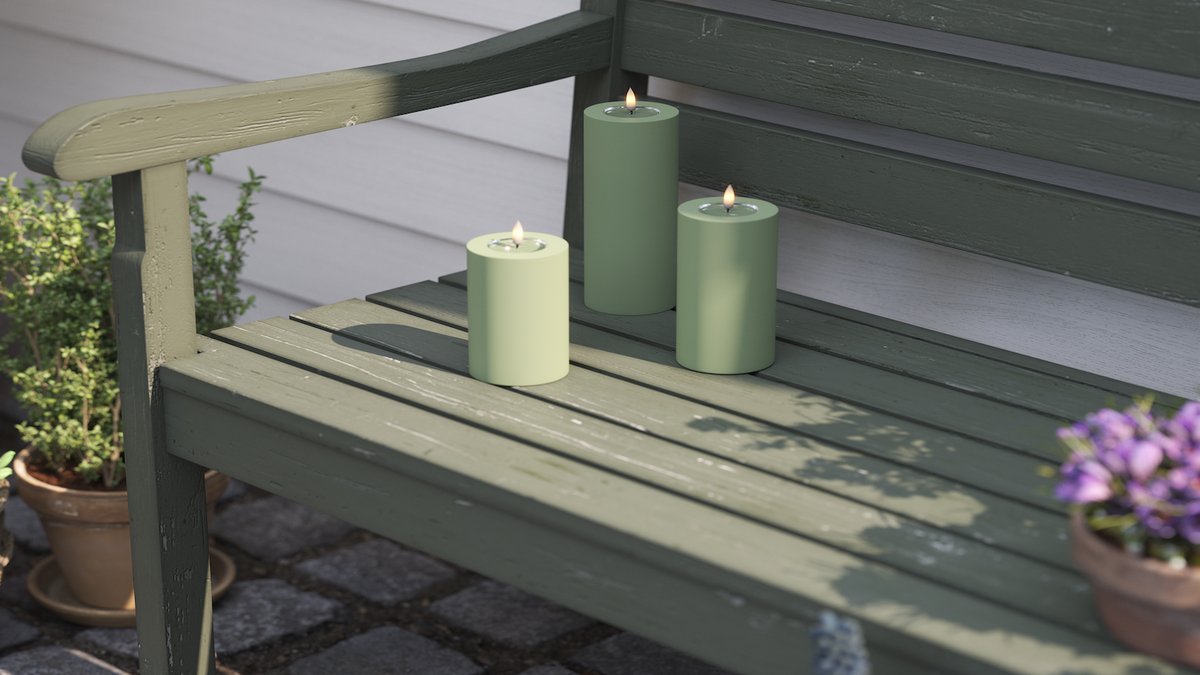 LED Utendørs lysblokklys med naturtro LED flamme