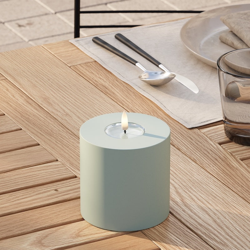 Deluxe Homeart À l'extérieur LED Bougie pilier Ø10x10 cm Vert sauge