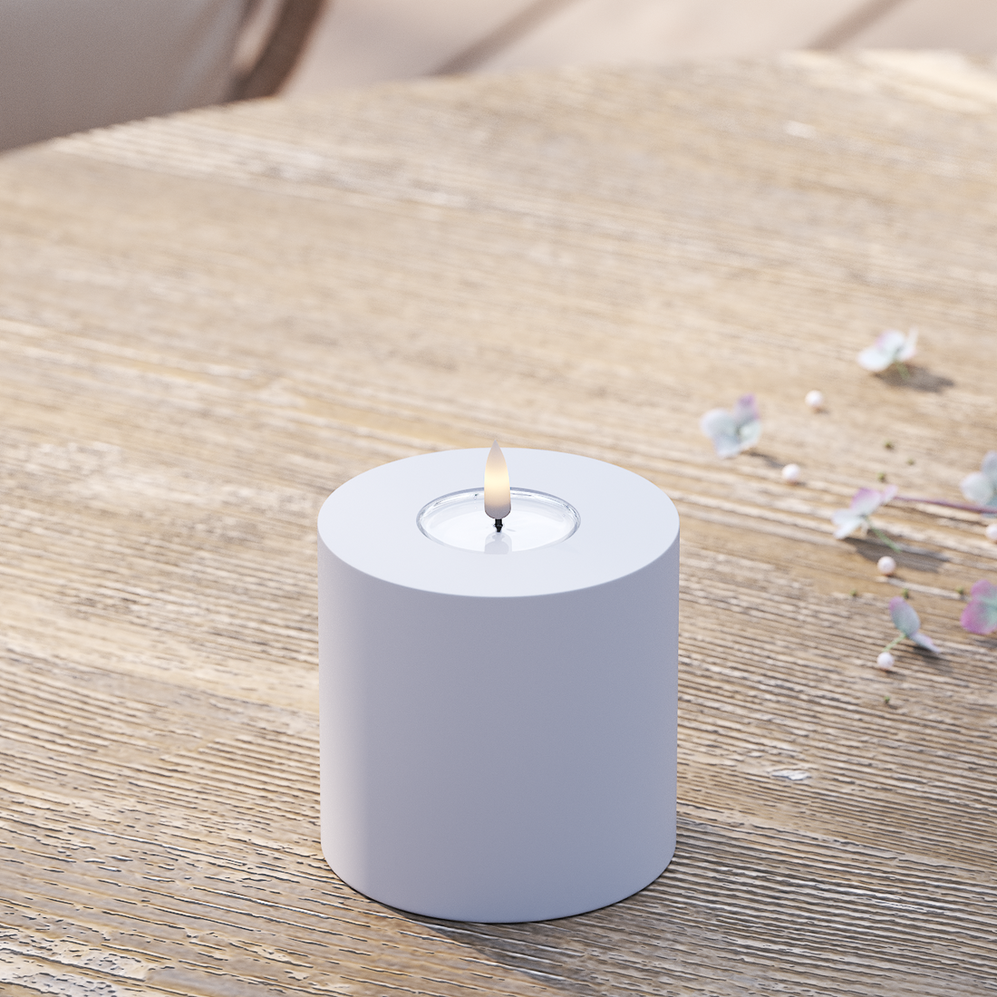 Deluxe Homeart À l'extérieur LED Bougie pilier Ø10x10 cm Bleu poussiéreux LED lumière extérieure Bougie pilier 2