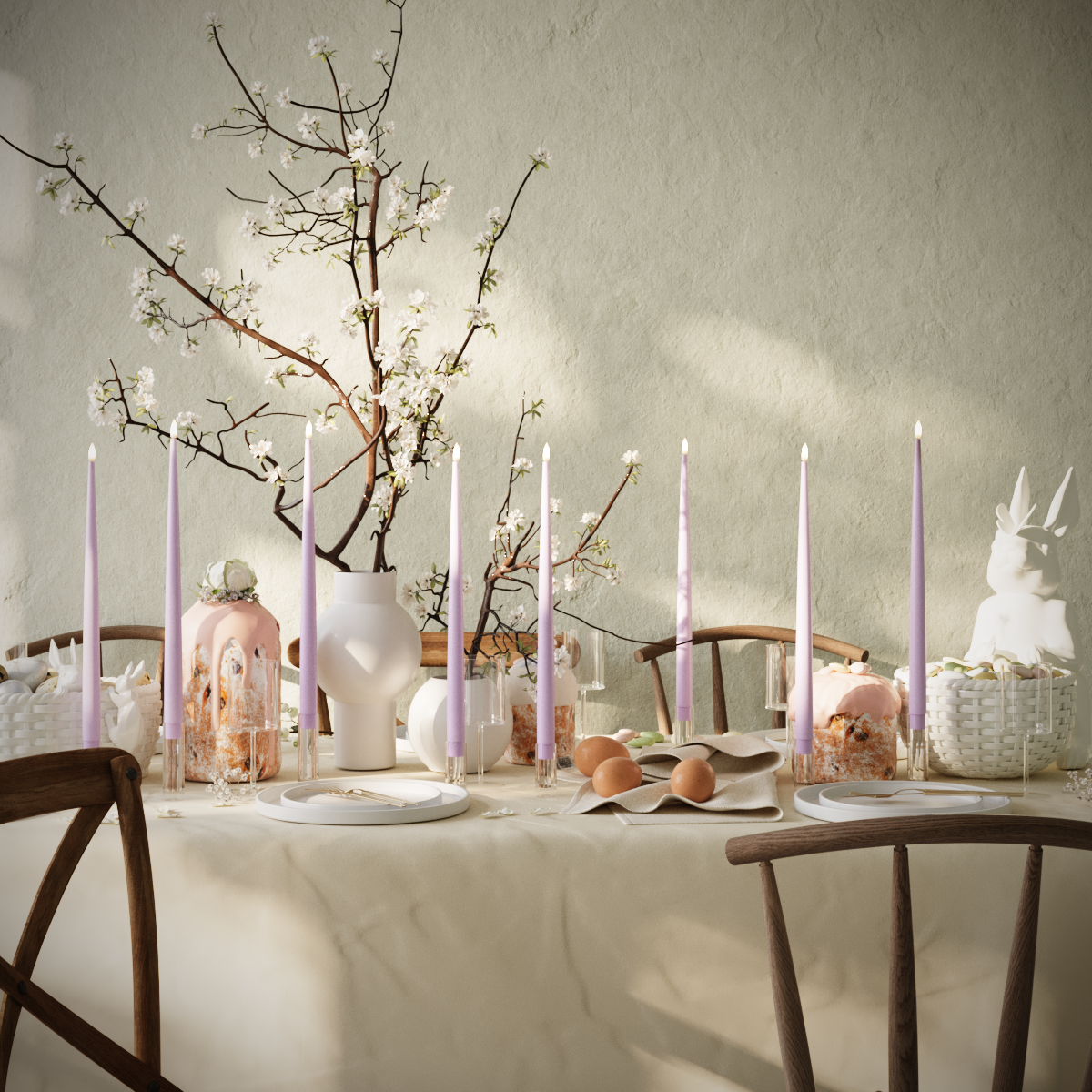 Deluxe Homeart LED Kertelys pakke - Lavendel - 8 stk 38 cm kertelys pakke 1