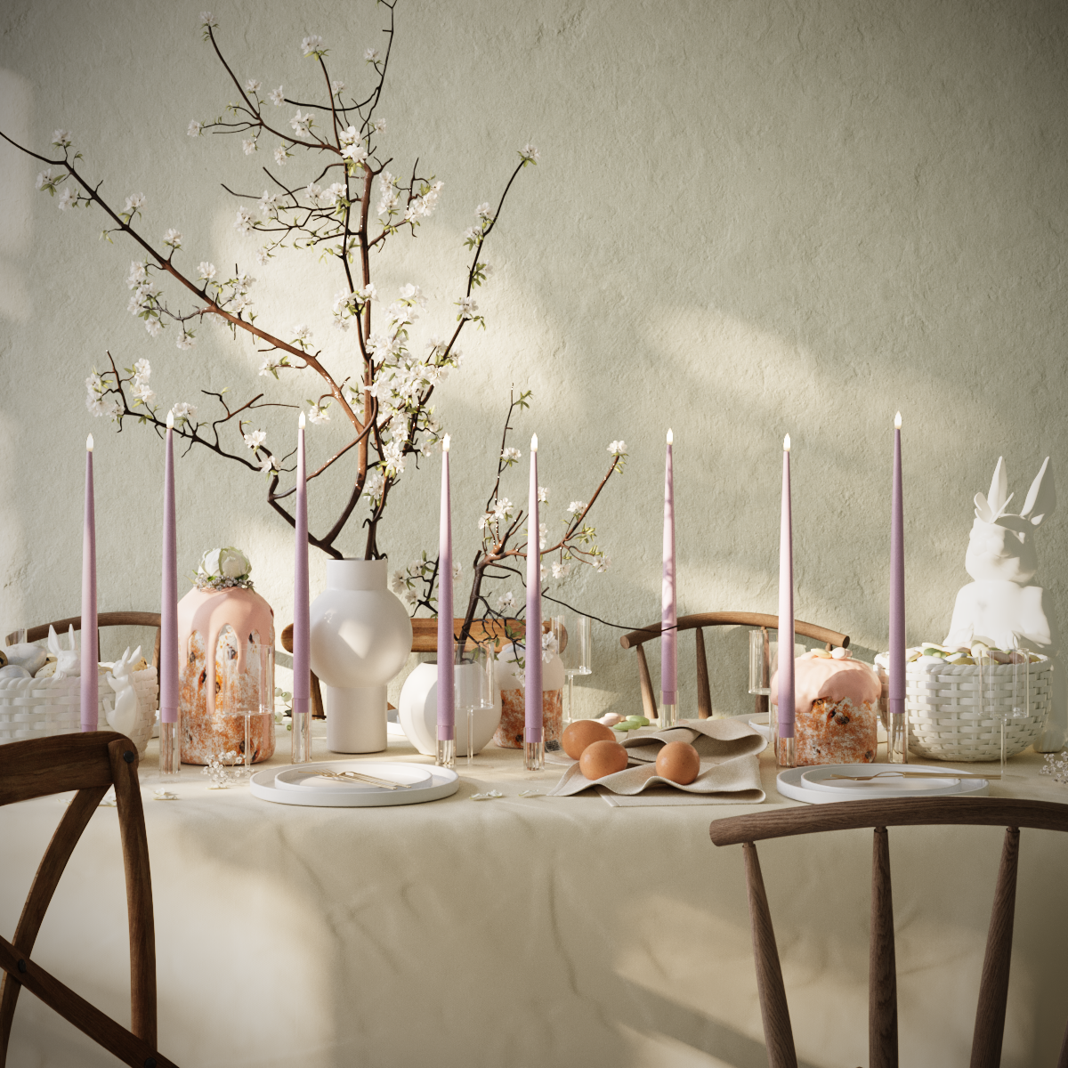 Deluxe Homeart LED Bougie effilée paquet - Violet clair - 8 pièces 38 cm Bougie effilée paquet 1