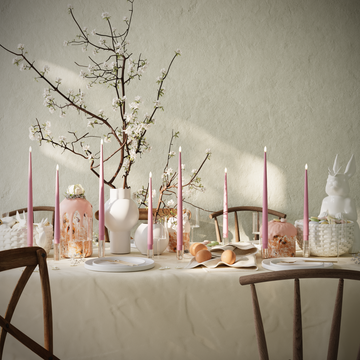 Deluxe Homeart LED Kertelys pakke - Magenta - 4 stk 38 cm | 4 stk 28 cm pakke 1