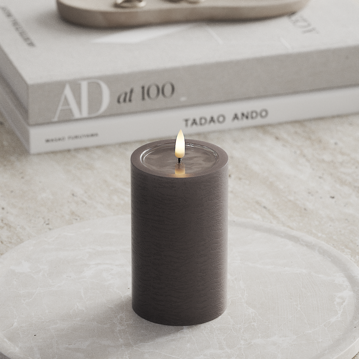 Deluxe Homeart Unique LED Bloklys D 7,5 x 12,5 cm Mokka unique bloklys 1