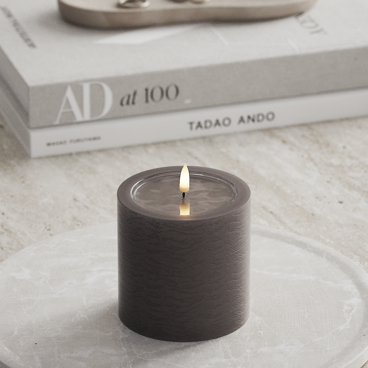 Deluxe Homeart Unique LED Bougie pilier P 10x10 cm Moka unique Bougie pilier 1