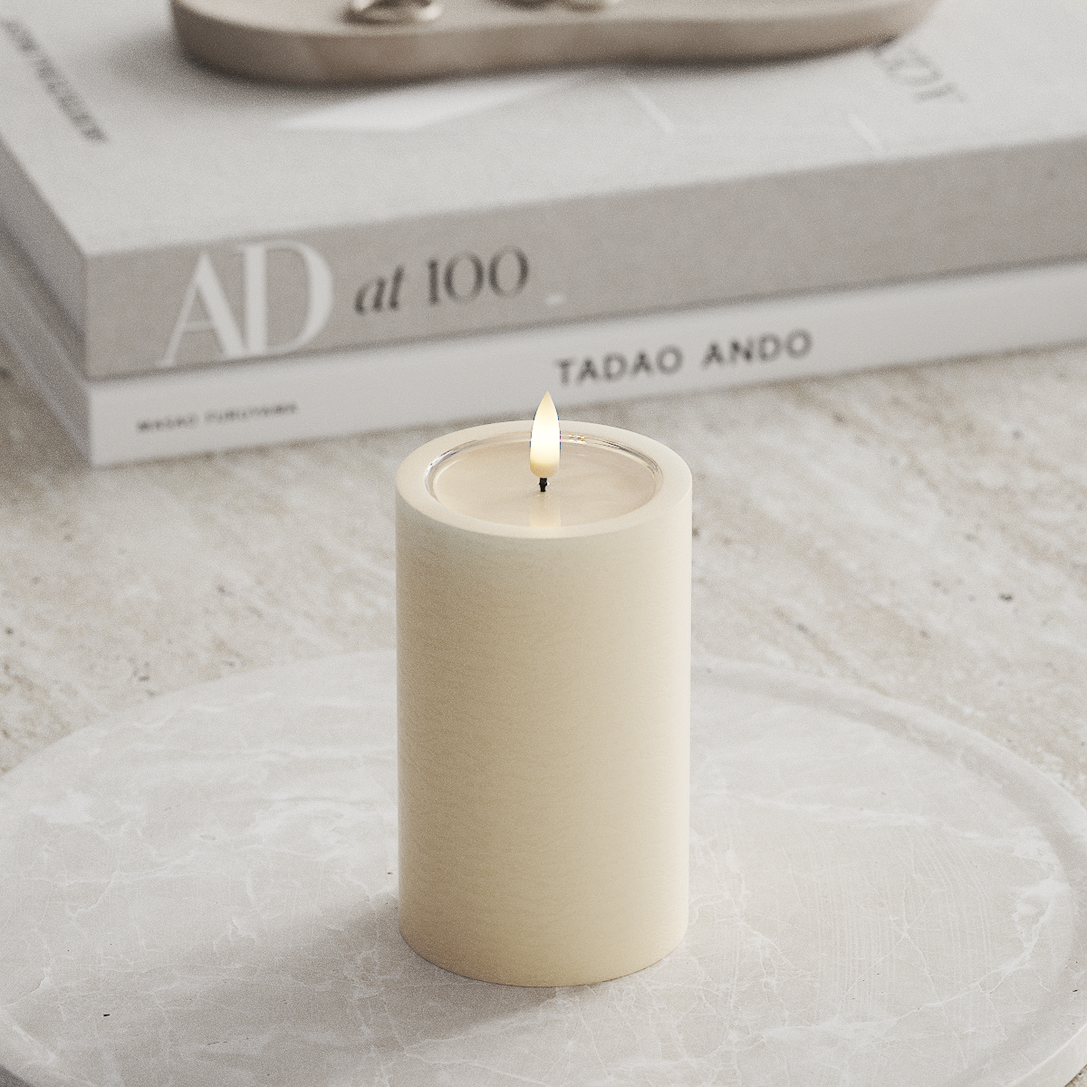 Deluxe Homeart Unique LED Bougie pilier P 7,5 x 12,5 cm Crème unique Bougie pilier 1