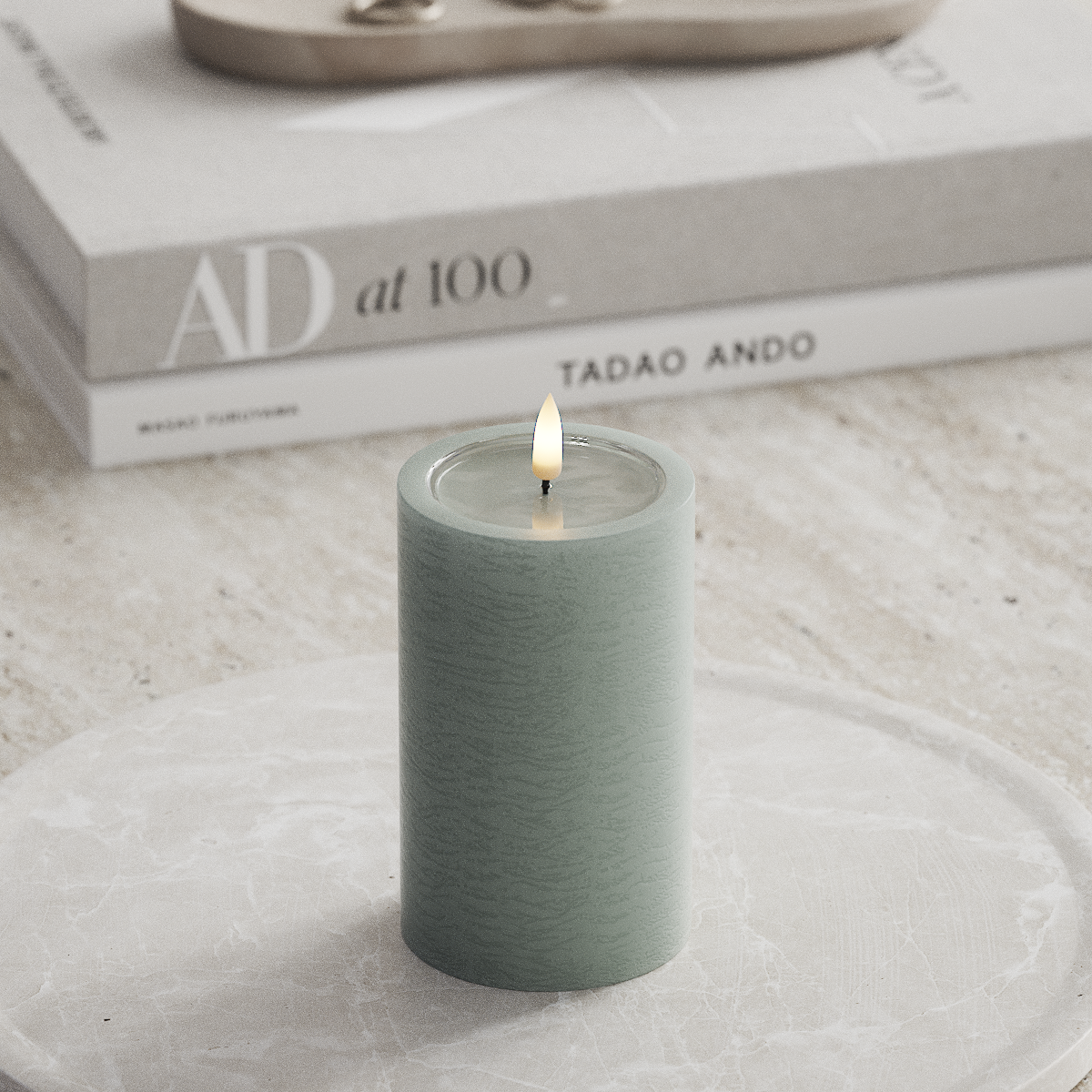 Deluxe Homeart Unique LED Bougie pilier P 7,5 x 12,5 cm Vert sauge unique Bougie pilier 1