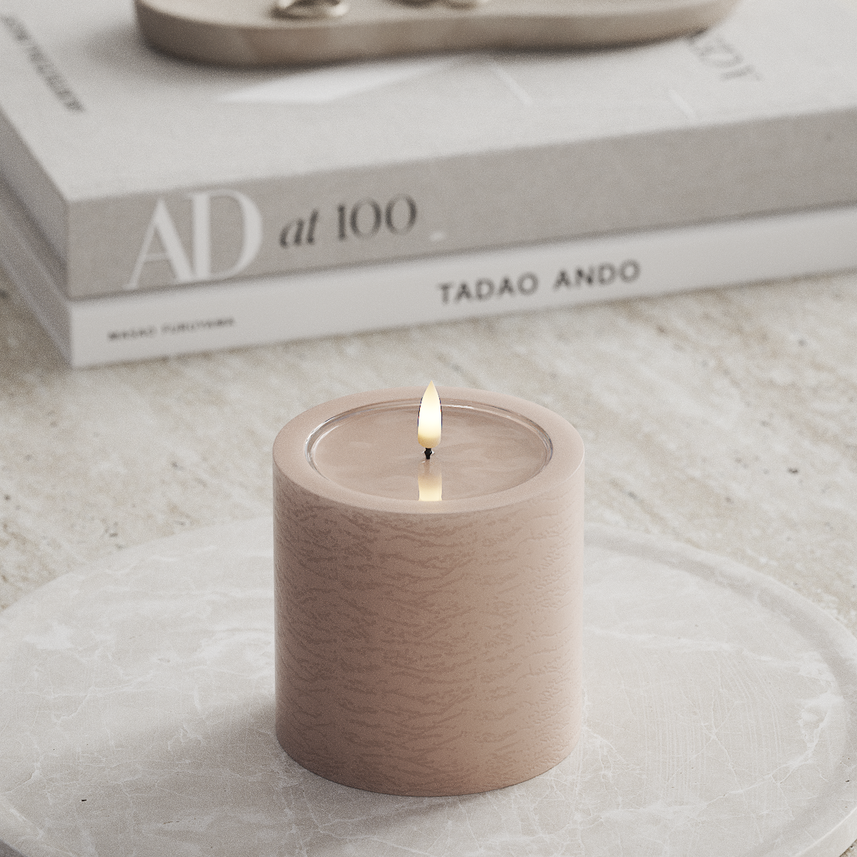 Deluxe Homeart Unique LED Bougie pilier P 10x10 cm Rose unique Bougie pilier 1