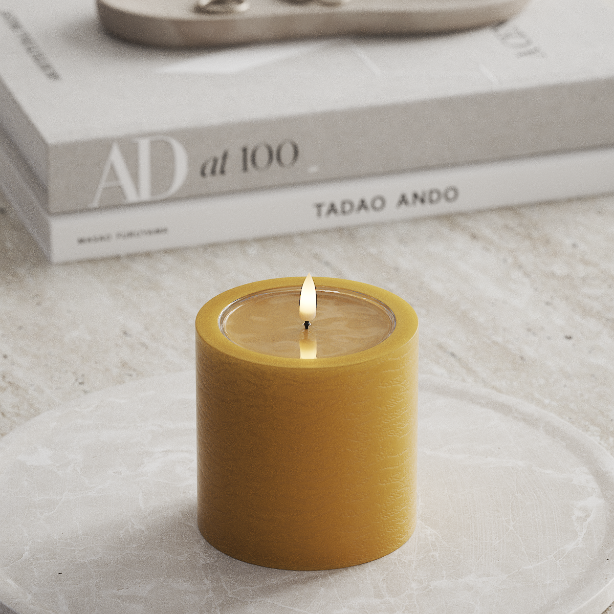 Deluxe Homeart Unique LED Bougie pilier P 10x10 cm Curry unique Bougie pilier 1