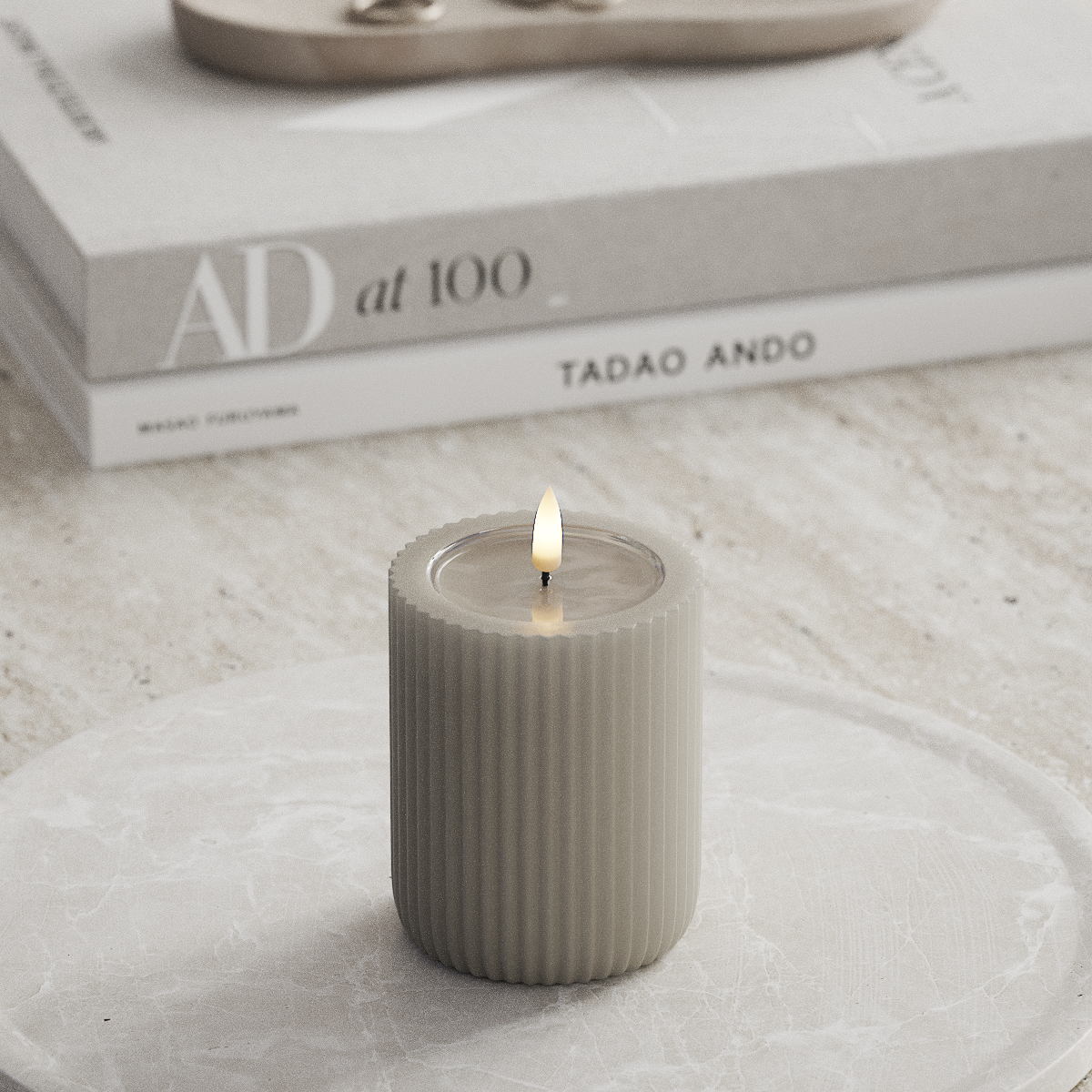 Deluxe Homeart Unique LED Bougie rainurée P 8 x 10 cm Sable unique Bougie rainurée 2