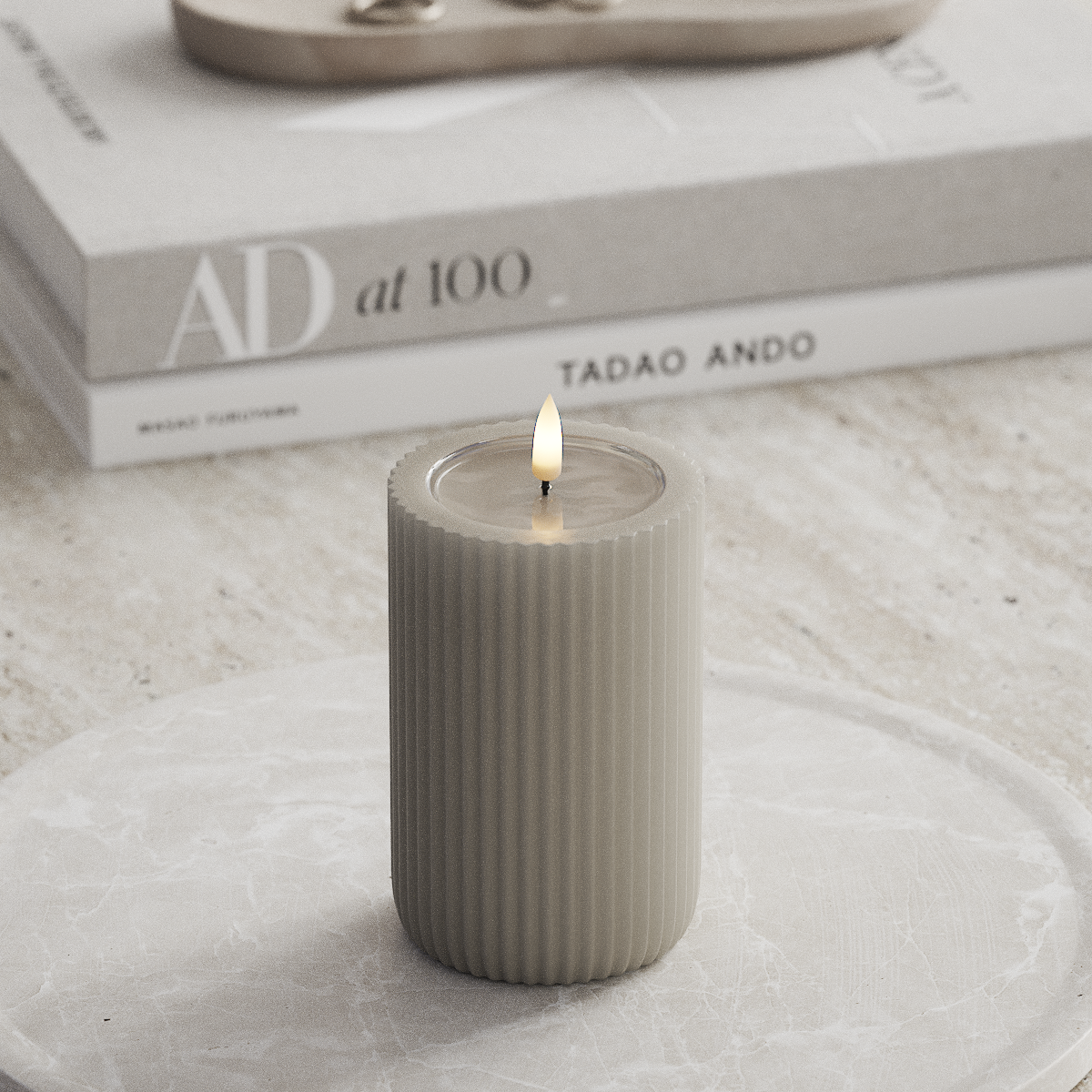 Deluxe Homeart Unique LED Bougie rainurée P 8 x 12,5 cm Sable unique Bougie rainurée 1