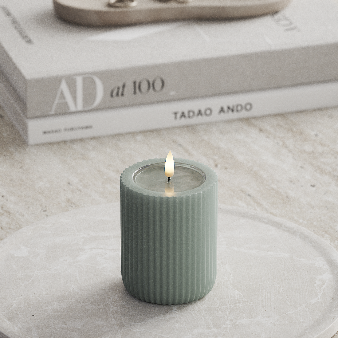 Deluxe Homeart Unique LED Rillelys D 8 x 10 cm Salvie grøn unique rillelys 3