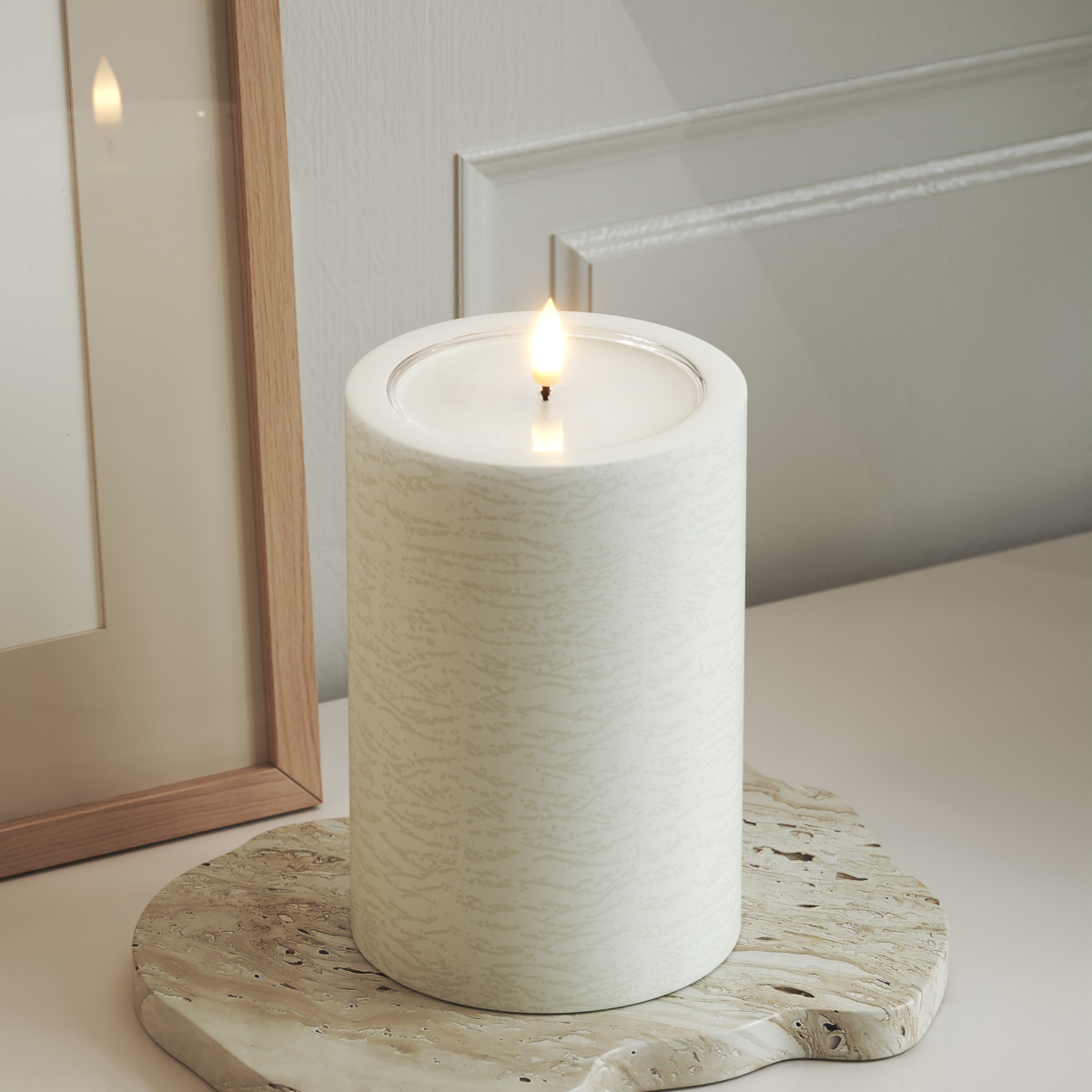 Deluxe Homeart Unique LED Bougie pilier P 10x15 cm Blanc unique Bougie pilier 3