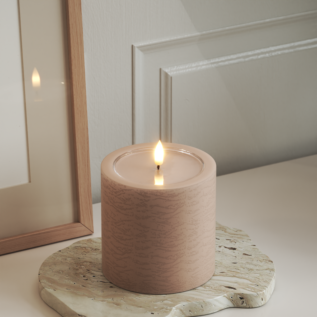 Deluxe Homeart Unique LED Bougie pilier P 10x10 cm Rose unique Bougie pilier 3