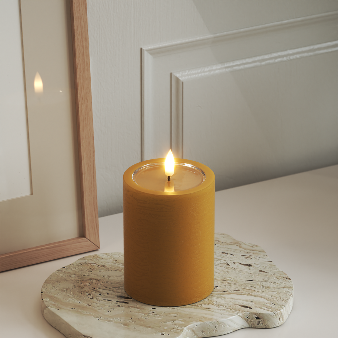 Deluxe Homeart Unique LEDs Vela pilar D 7,5 x 10 cm Caril unique Vela pilar 3