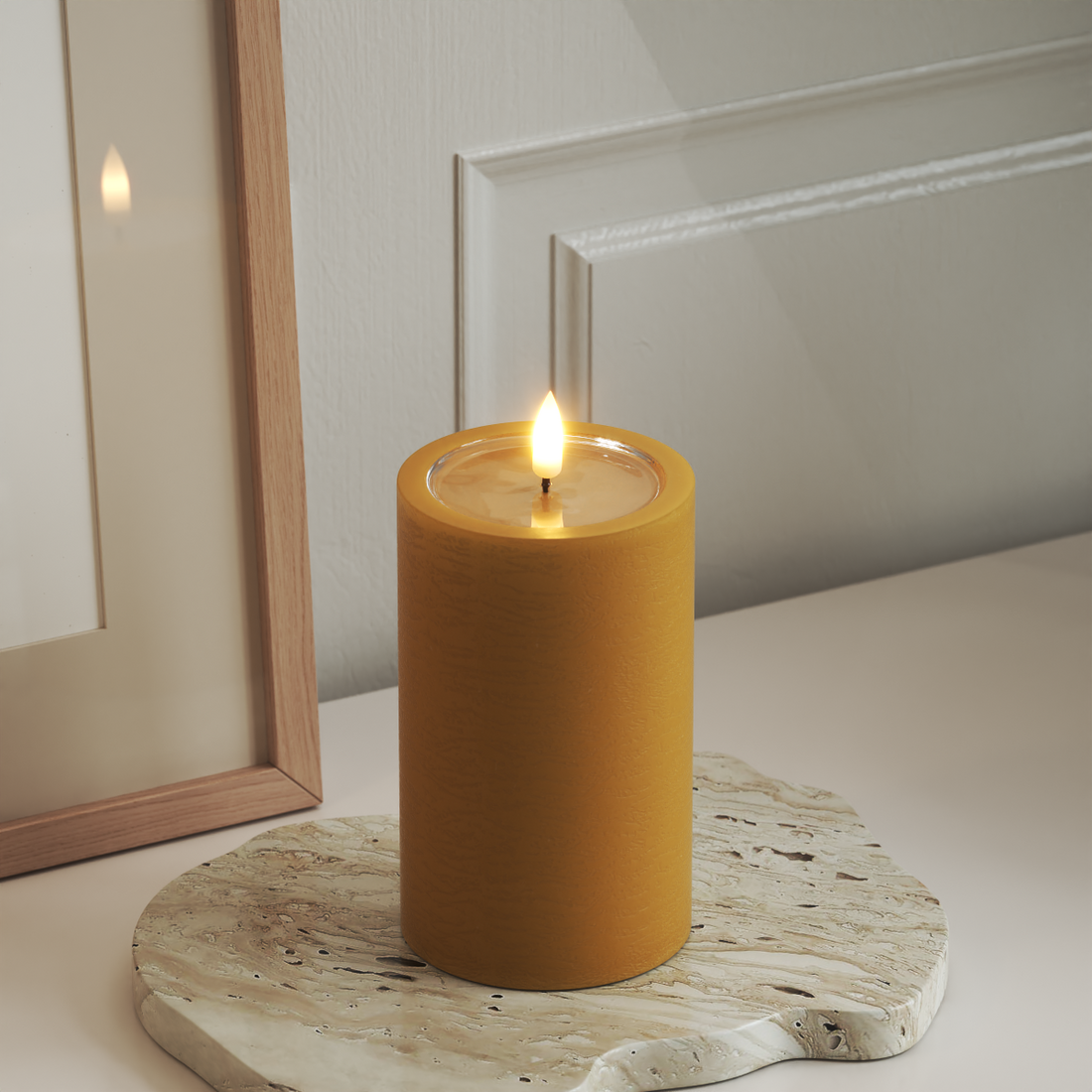 Deluxe Homeart Unique LEDs Vela pilar D 7,5 x 12,5 cm Caril unique Vela pilar 3