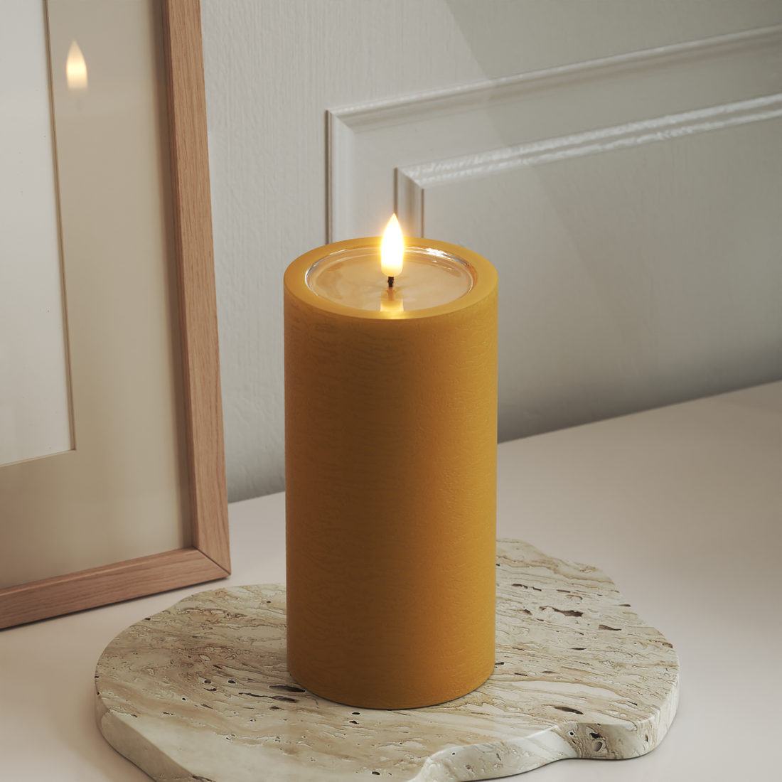 Deluxe Homeart Unique LEDs Vela pilar D 7,5 x 15 cm Caril unique Vela pilar 3