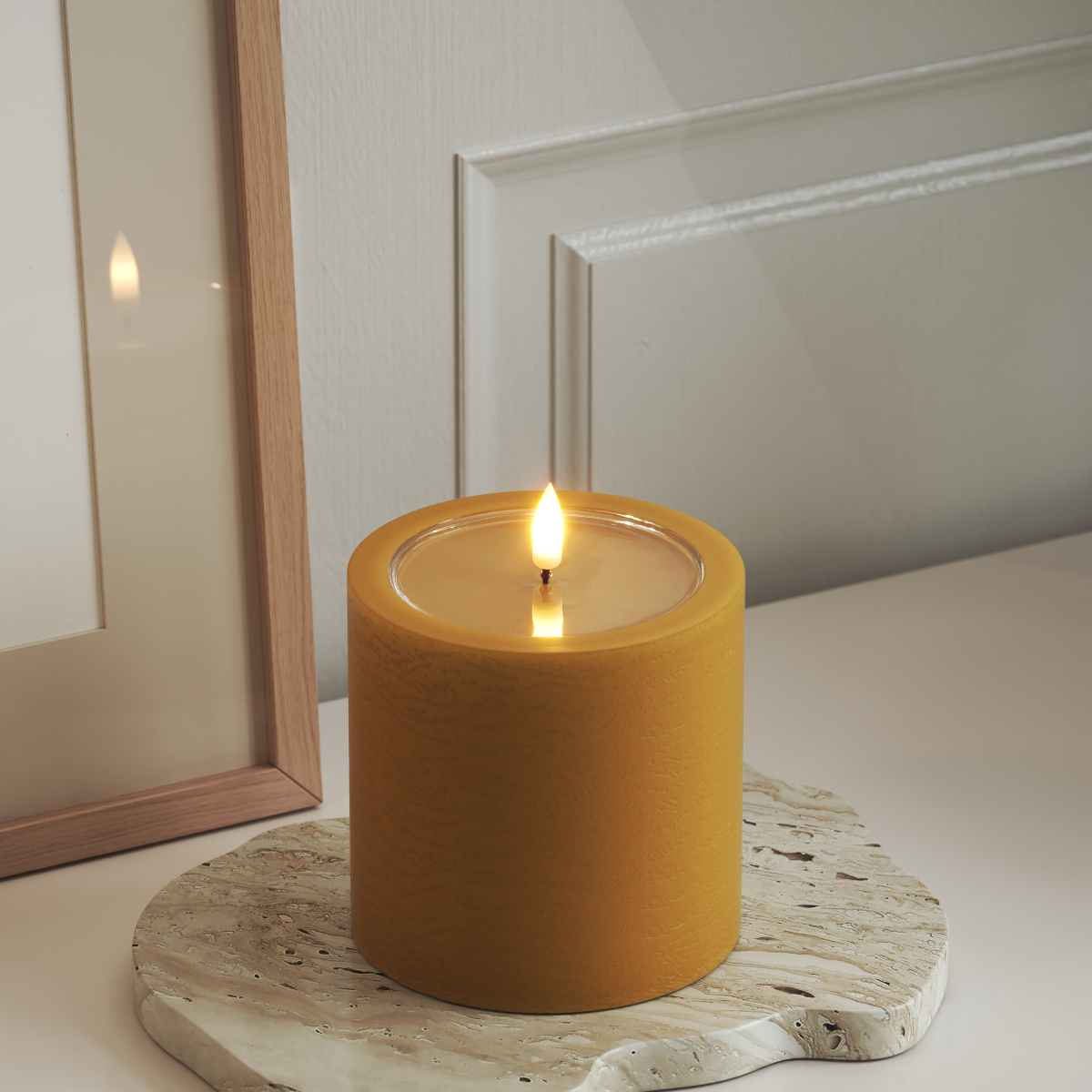 Deluxe Homeart Unique LED Bougie pilier P 10x10 cm Curry unique Bougie pilier 3