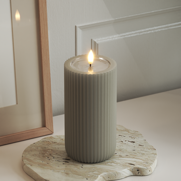 Deluxe Homeart Unique LED Bougie rainurée P 8 x 15 cm Sable unique Bougie rainurée 3